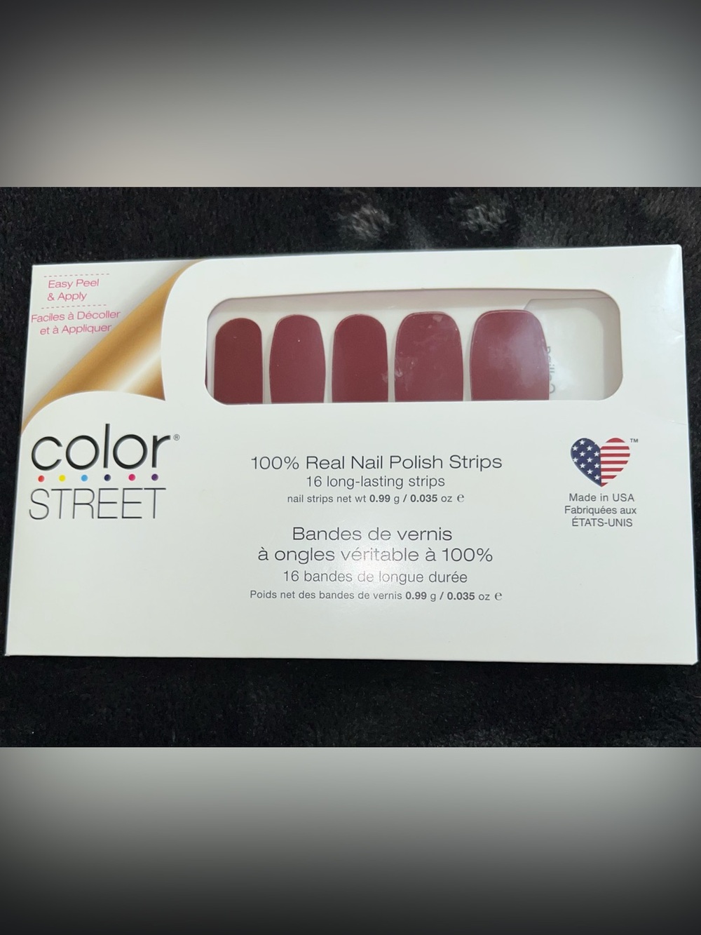 Color Street London Calling Nail Polish Strips Burgundy NWT